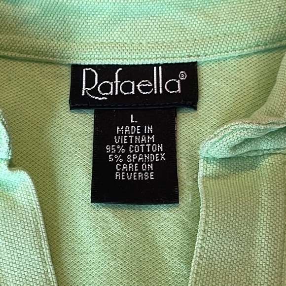 Rafaella Green Collared V Neck Pullover - Picture 3 of 4